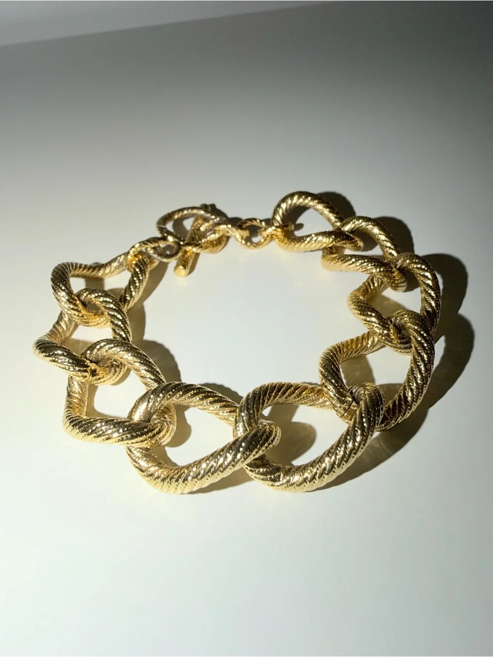 Vintage Gold-Tone Textured Chunky Link Bracelet